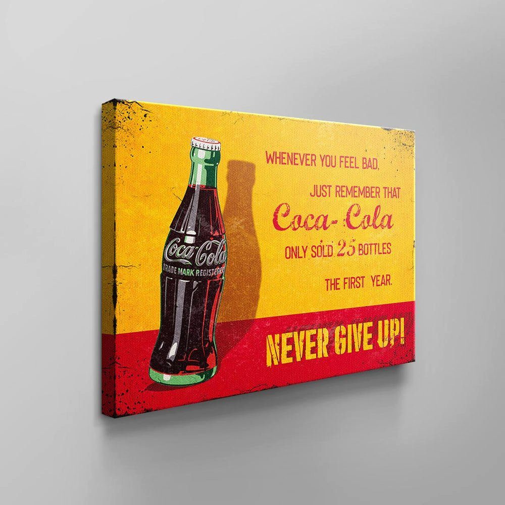 The Cocal Cola Leinwandbild in the DOTCOMCANVAS® year, Year - schwarzer First Wandbild Rahmen First 25 Bottle Motivationsspruch