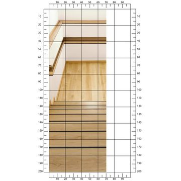 wandmotiv24 Türtapete Holz-treppe mit Geländer & Ablage, Haus, glatt, Fototapete, Wandtapete, Motivtapete, matt, selbstklebende Dekorfolie