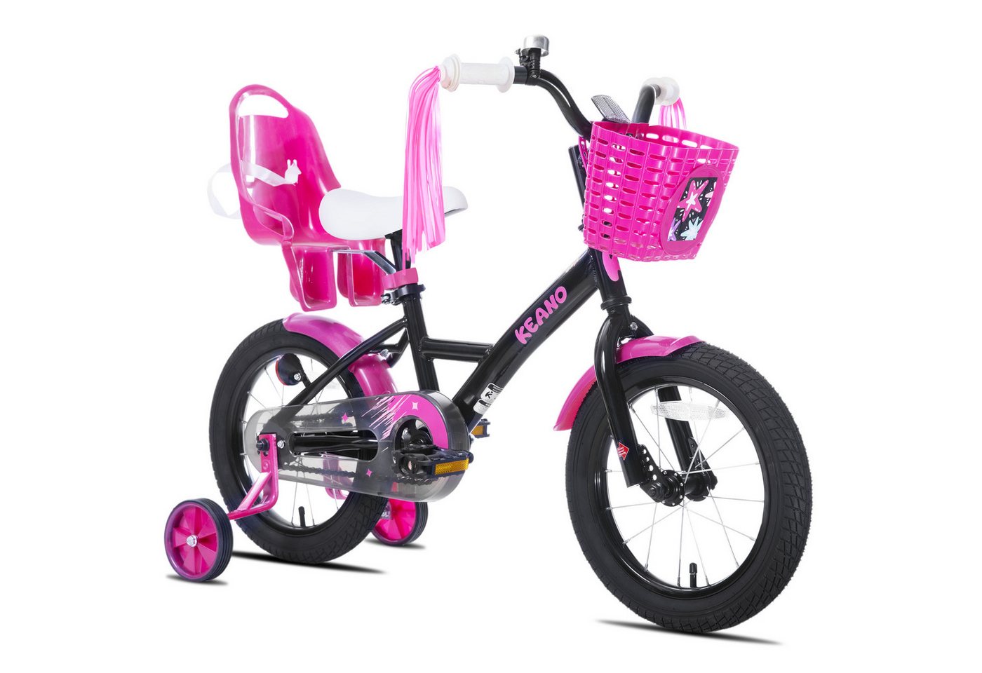 JOYSTAR Kinderfahrrad Mädchenfahrrad 14/16/18/20 Zoll mit Hochkarbonstahlrahmen, mit Puppensitz und Korb,Stützräder, Luftschlangen, Schutzblechen