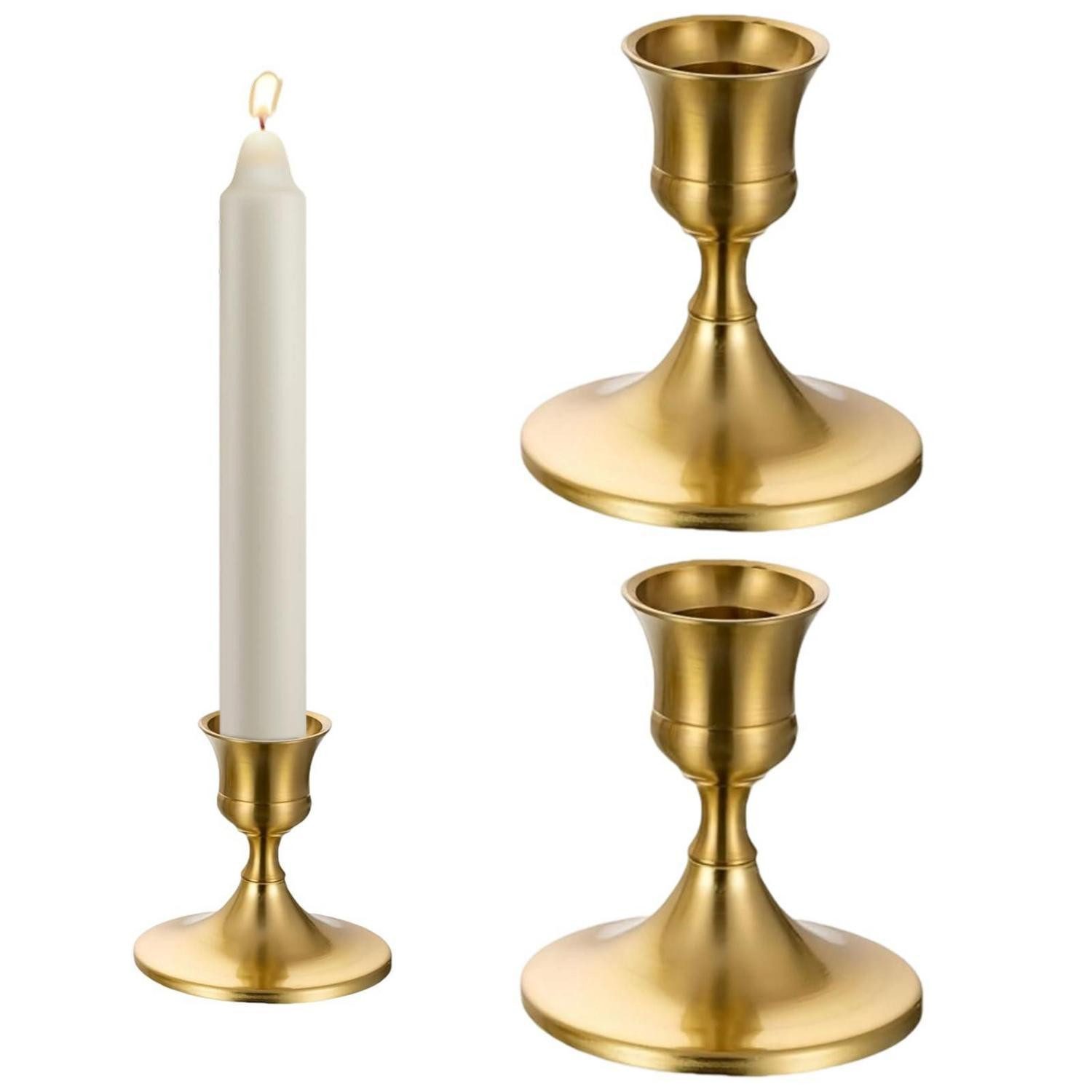 LuxusKollektion Tischkerzenhalter Kerzenständer Gold 2er Set Metall 2,8 Zoll (1 St)