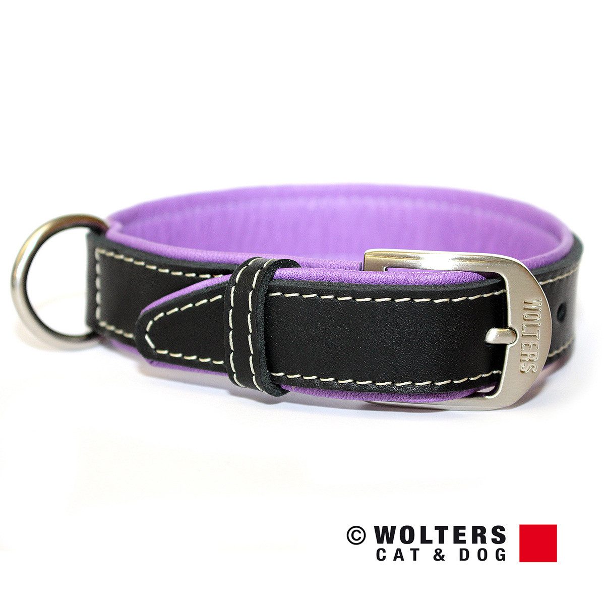 Wolters Hunde-Halsband Halsband Terranova Fettleder schwarz/flieder