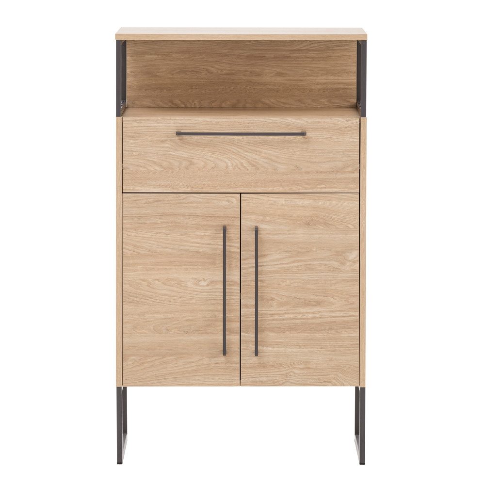 Lomadox Midischrank LIMOGES Badezimmer Kommode -80 in Eiche hell Nb., B/H/T: 65,2/112,5/33,1 cm