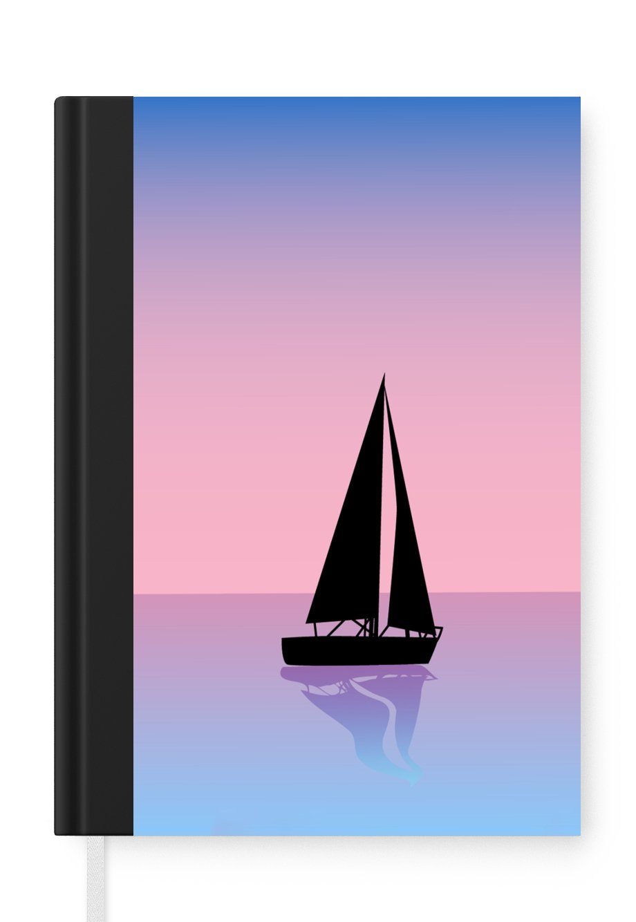 MuchoWow Notizbuch Segelboot - Meer - Schatten, Journal, Merkzettel, Tagebuch, Notizheft, A5, 98 Seiten, Haushaltsbuch