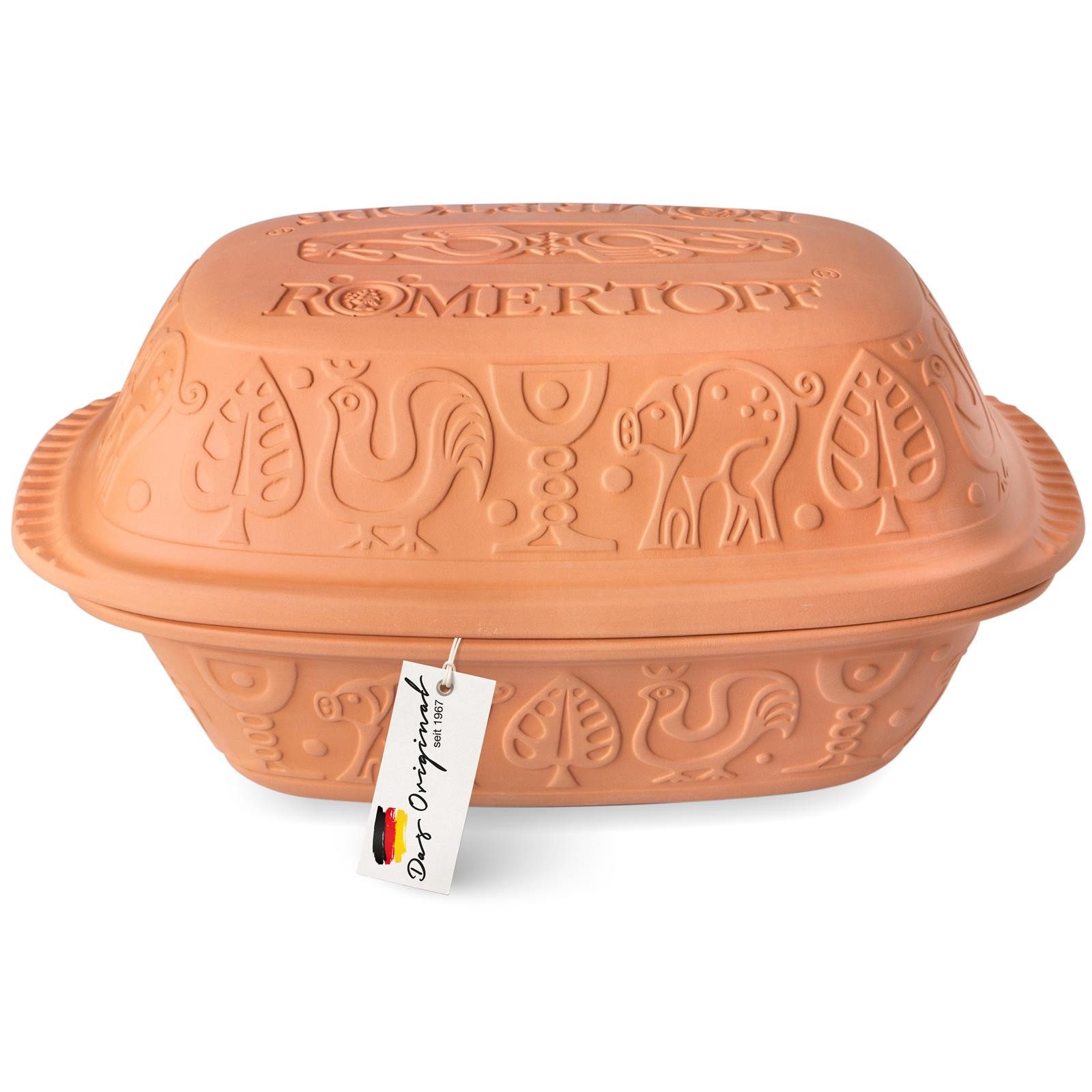 RÖMERTOPF Bräter KLASSIK Bräter, 4 Liter, Keramik, Terrakotta, Keramik (Set), antihaft