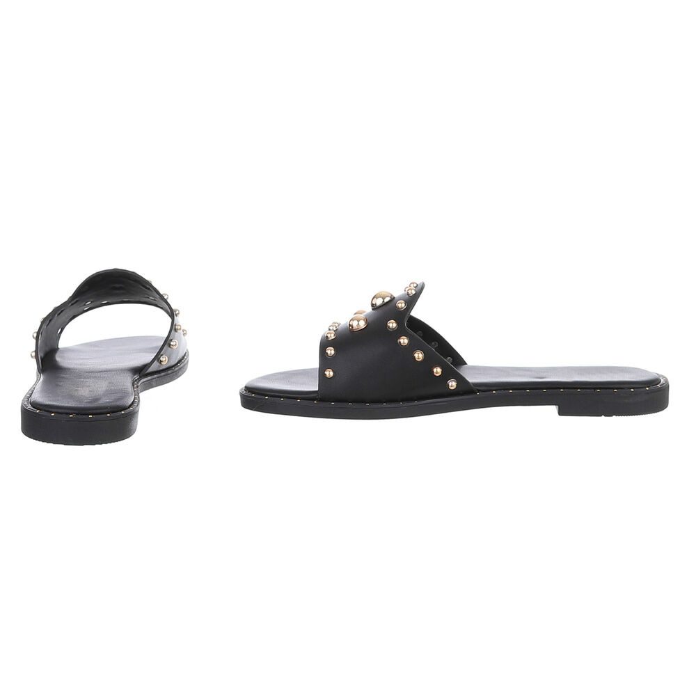 Ital-Design Modische Slides mit Glitzer-Details für Damen Pantolette (89542620) Blockabsatz Pantoletten in Schwarz – Bild 5 von 5