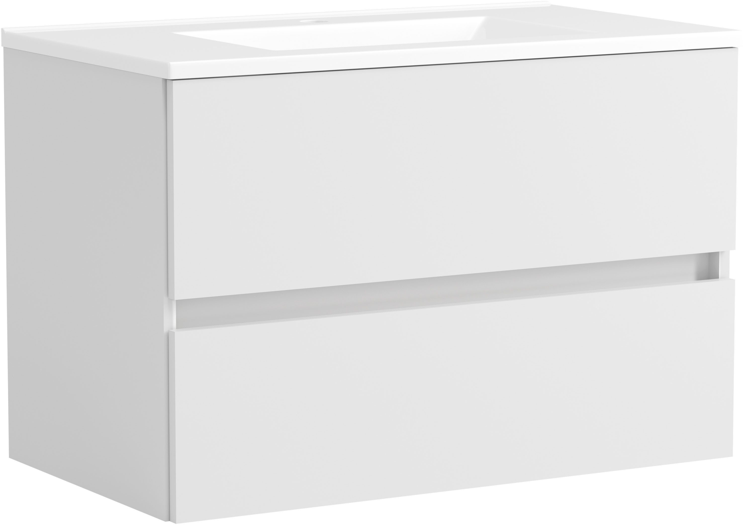 OTTO home Waschtisch BOZEN, 2 Auszüge inklusive Becken und Montagematerial (Badezimmerschrank, grifflos, einfache Montage, Bad-Einrichtung), Maße (B/H/T): ca. 80/52/45 cm, Badmöbel, Waschtisch, Stauraum, modern