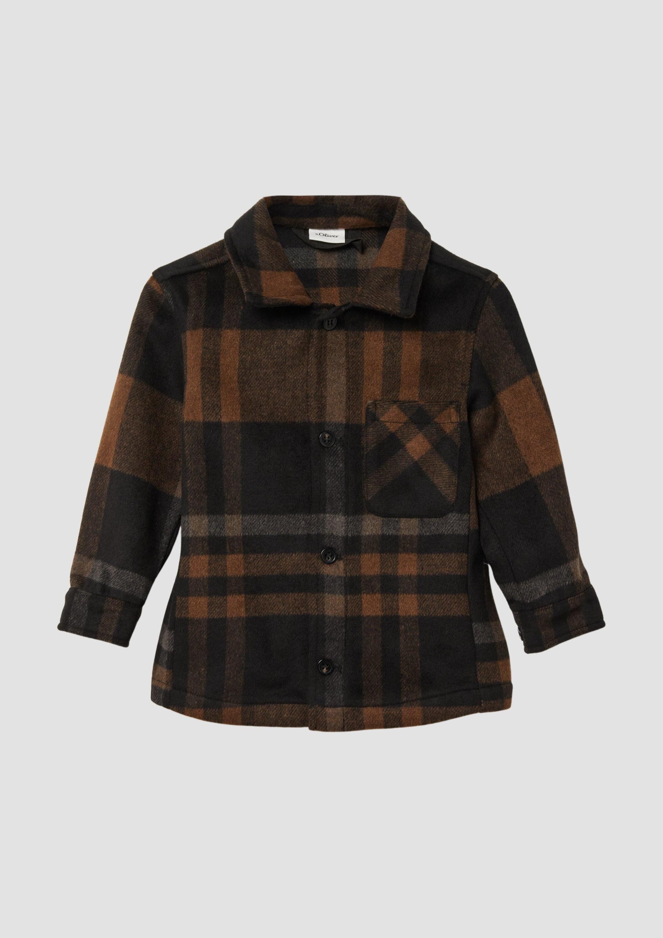 s.Oliver Hemdjacke Indoor-Jacke Kariertes Overshirt in Woll-Optik