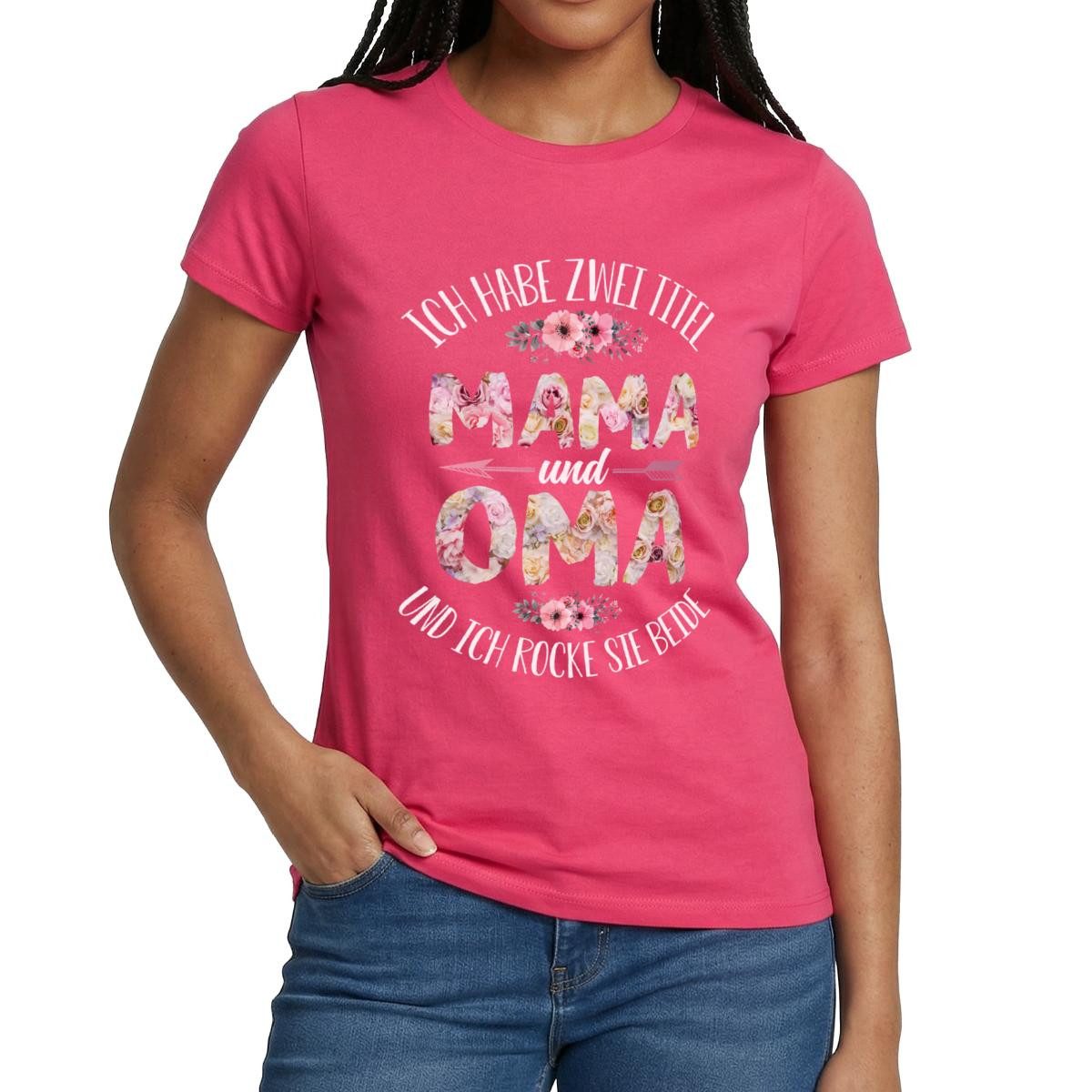 Spreadshirt T-Shirt Ich Habe Zwei Titel Mama Und Oma Frauen T-Shirt (1-tlg) Slim Fit, fällt klein aus