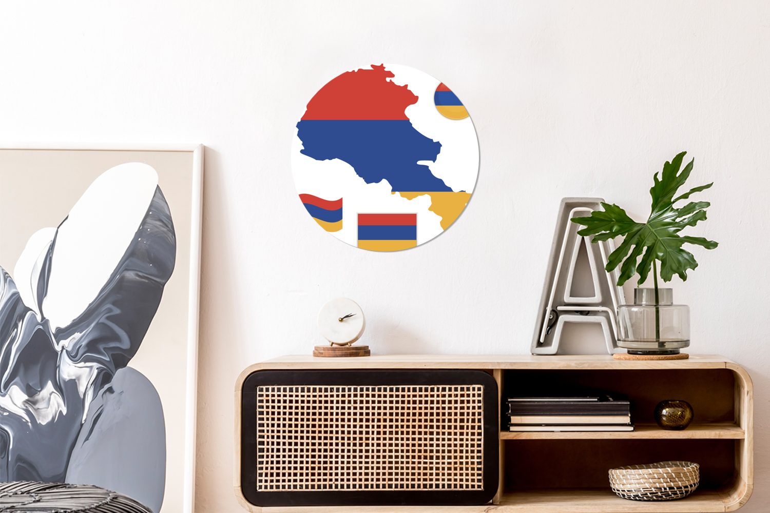 cm Forex, Gemälde Kreis seiner Wanddekoration Wohnzimmer, Rundes Eine Armenien (1 MuchoWow von St), 30x30 Illustration und Wandbild, Flagge,