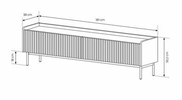 Furnix TV-Schrank Niklaus 181 Lowboard mit zwei Schränken Metallfüße Beige Design & Funktionalität, 181x50,2x38 cm