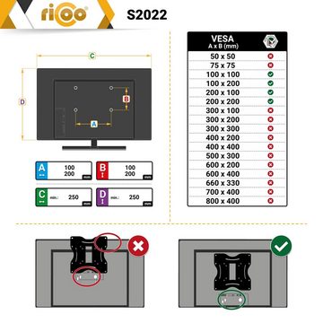 RICOO S2022 TV-Wandhalterung, (bis 42 Zoll, schwenkbar neigbar Fernseher Wand Halterung universal VESA 200x200)