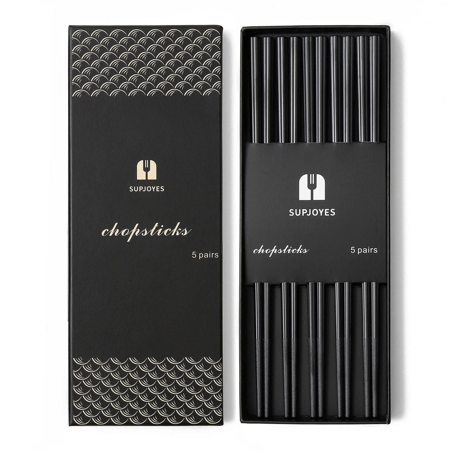 LuxusKollektion Essstäbchen Essstäbchen Fiberglas Wiederverwendbar Schwarz 5 Paar