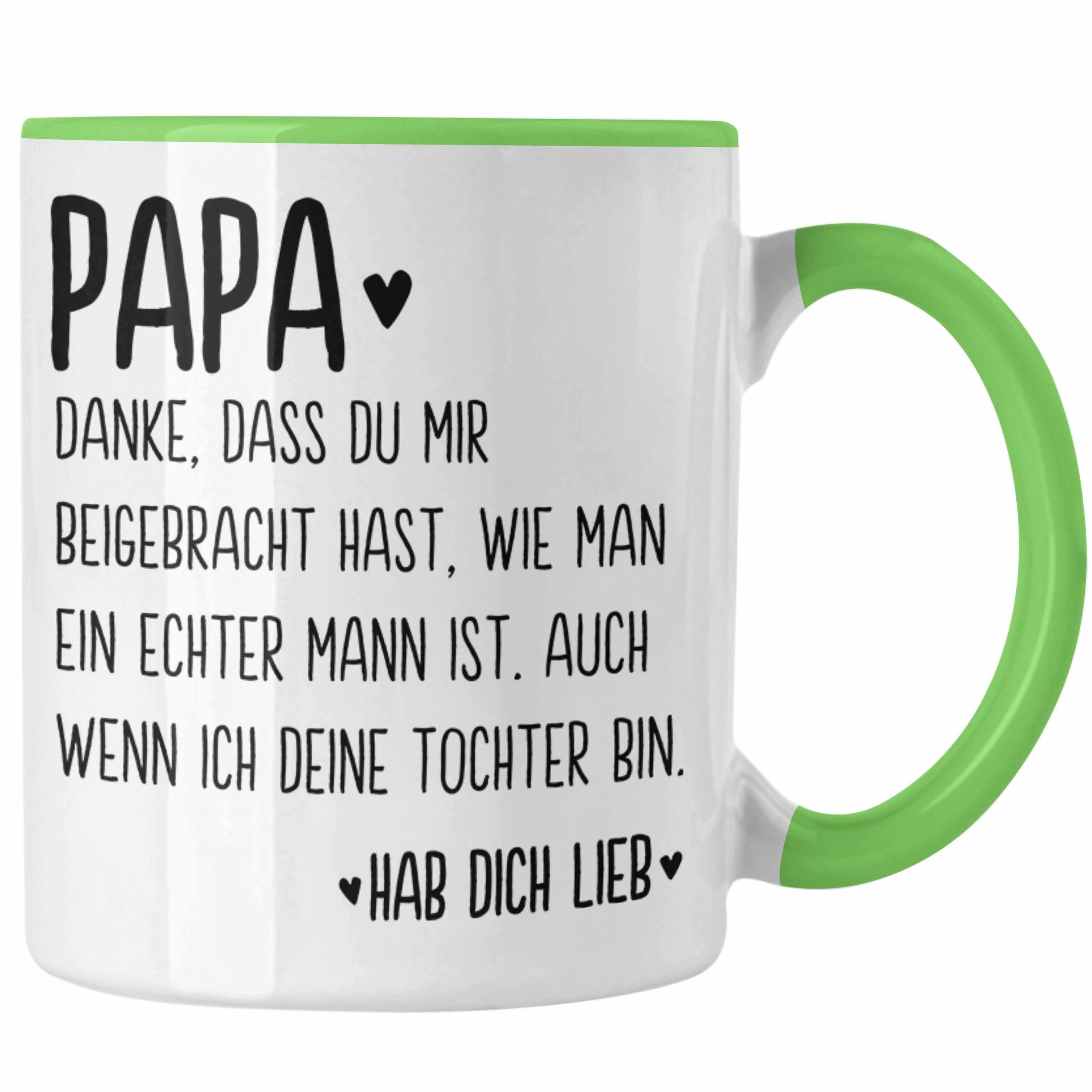 Trendation Tasse Trendation - Papa Tasse Geschenk von Tochter Kaffeetasse Sprüche Vatertag Geschenkidee Spruch Vater Grün