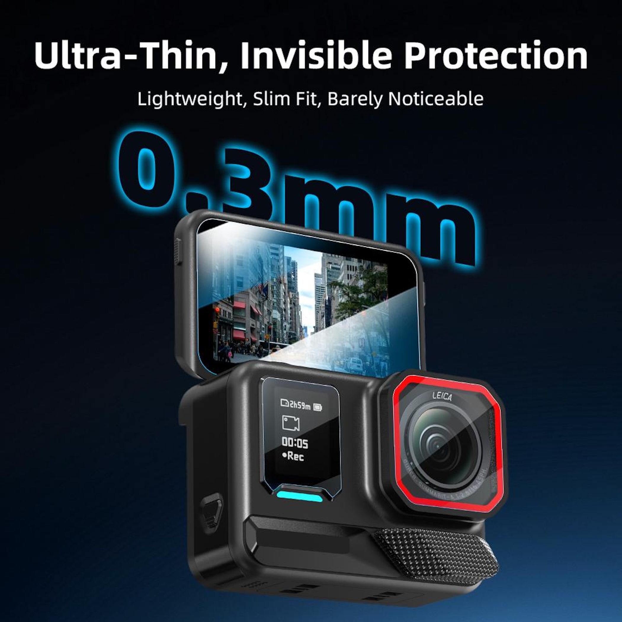 Wigento Displayschutzglas Kamera für Insta360 Ace Pro 2 Set 3x mit Anbringhilfe 9H Hartglas für Insta360 Ace Pro 2, Full Cover, Anbringhilfe – Bild 4 von 5