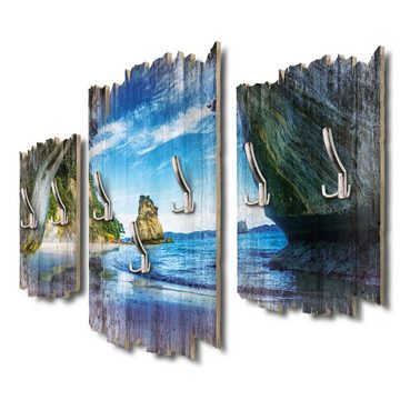 Kreative Feder Wandgarderobe Coromandel Neuseeland, Dreiteilige Wandgarderobe aus Holz