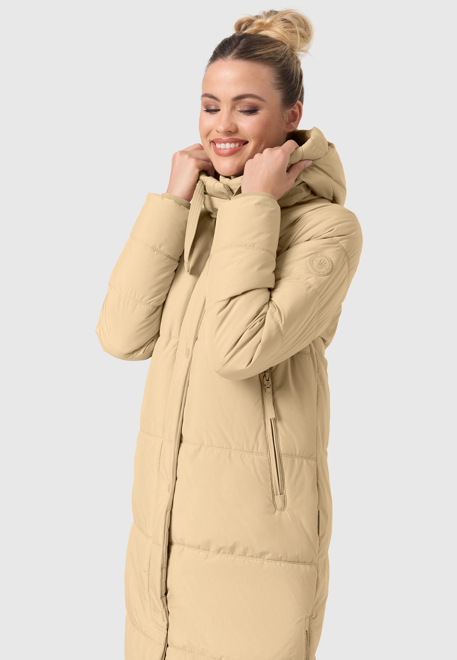 Marikoo Winterjacke Soranaa langer Winter Mantel mit Kapuze