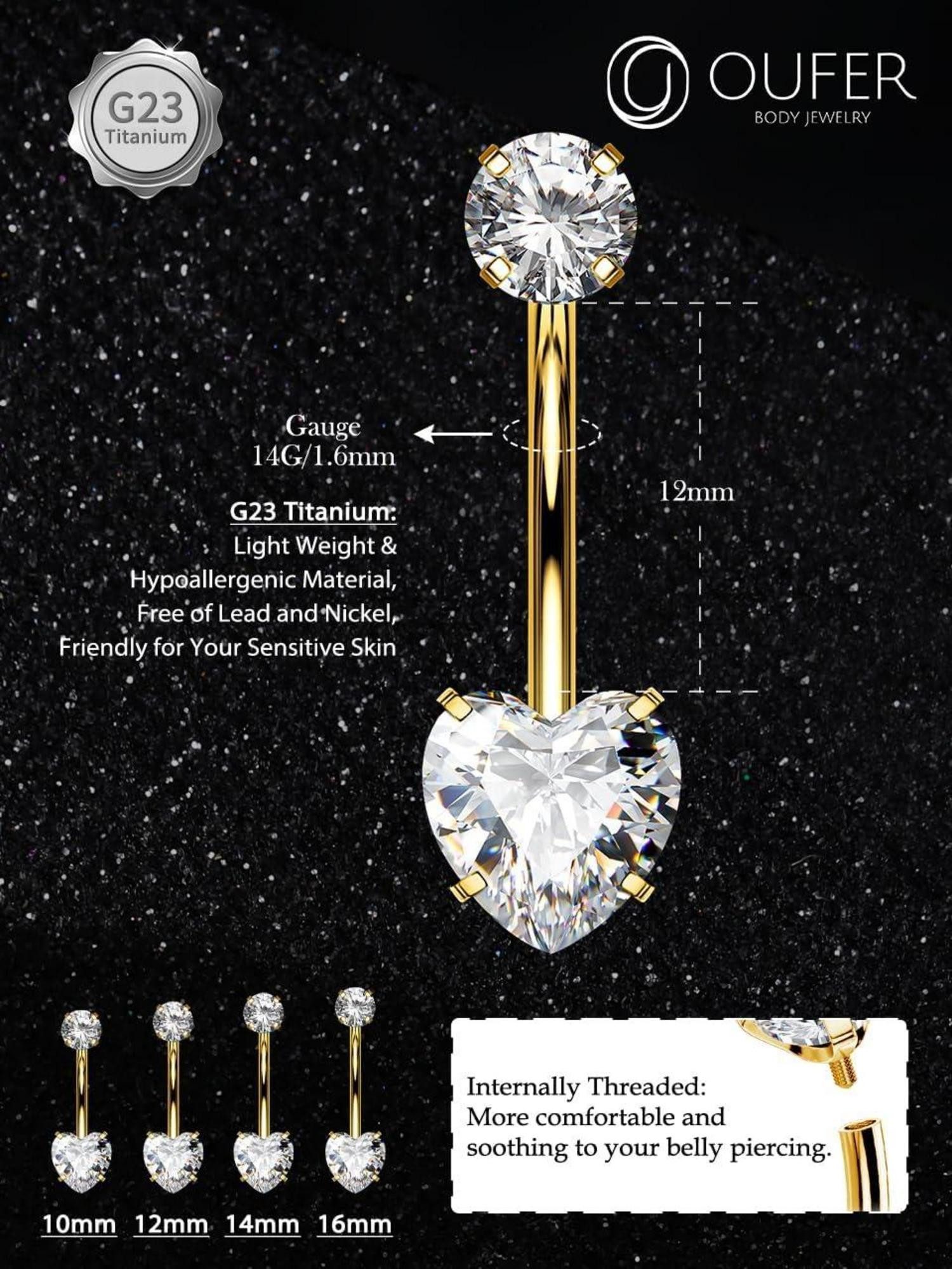 LuxusKollektion Bauchnabelpiercing Internally Gold Titanium 14G günstig online kaufen