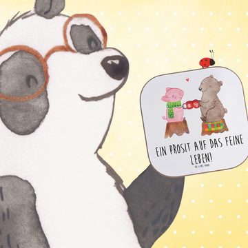 Mr. & Mrs. Panda Getränkeuntersetzer Glühschwein Sause - Weiß - Geschenk, Weihnachten, Bierdeckel, Nikolau, 1-tlg., Glänzende Oberfläche
