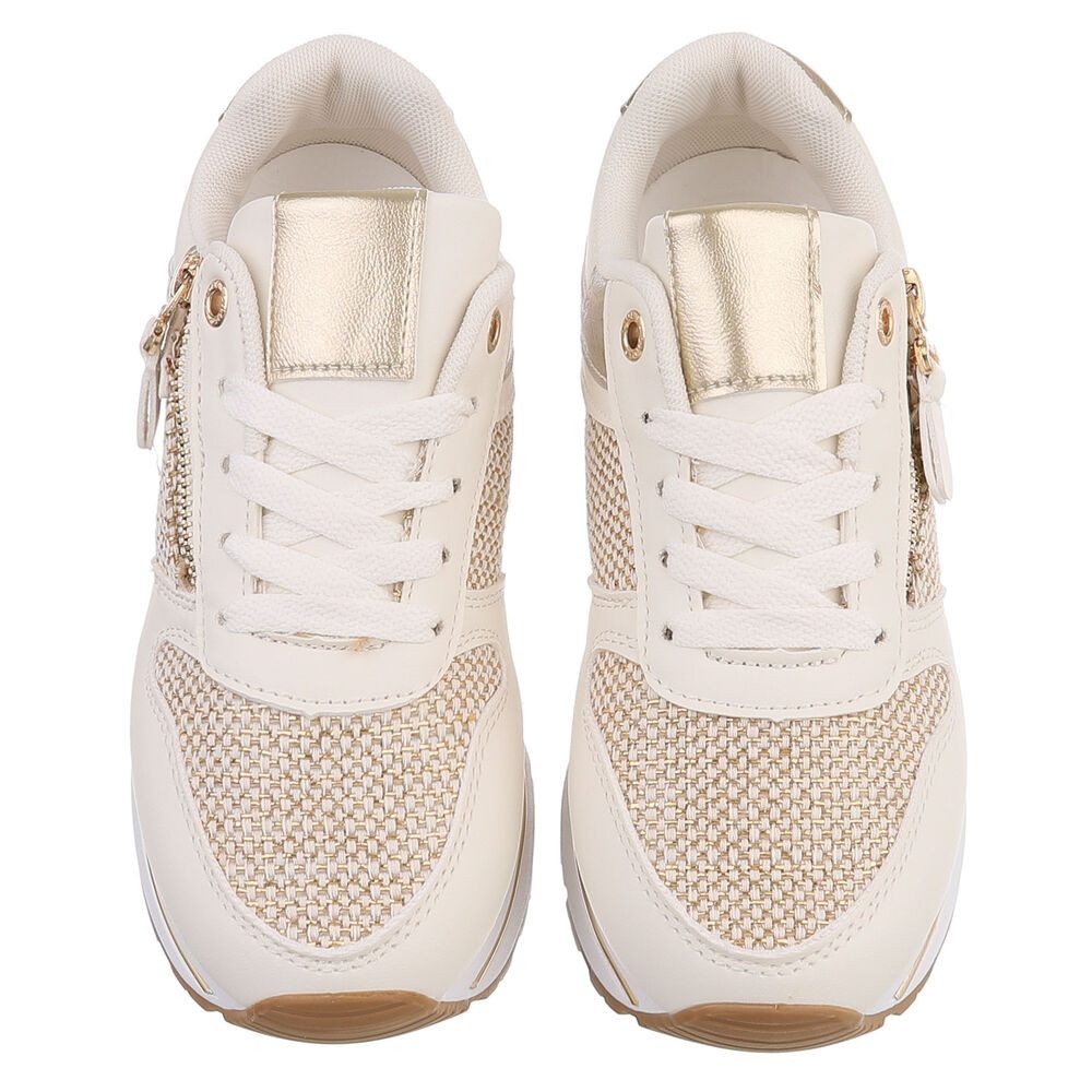 Ital-Design Stylischer Sneaker mit Reißverschluss für Damen Sneaker (91260965) Keilabsatz/Wedge Sneakers Low in Beige – Bild 4 von 5