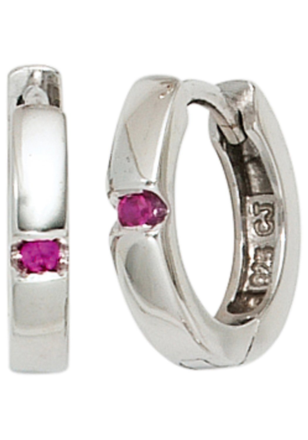 JOBO Paar Creolen, rund 925 Silber mit Z...