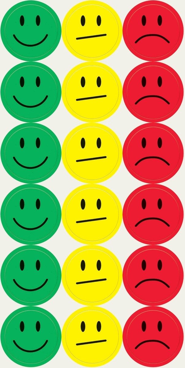 Sigel Etiketten Klebepunkte Smileys Folie gelb/grün/rot 20mm VE=180 Stück