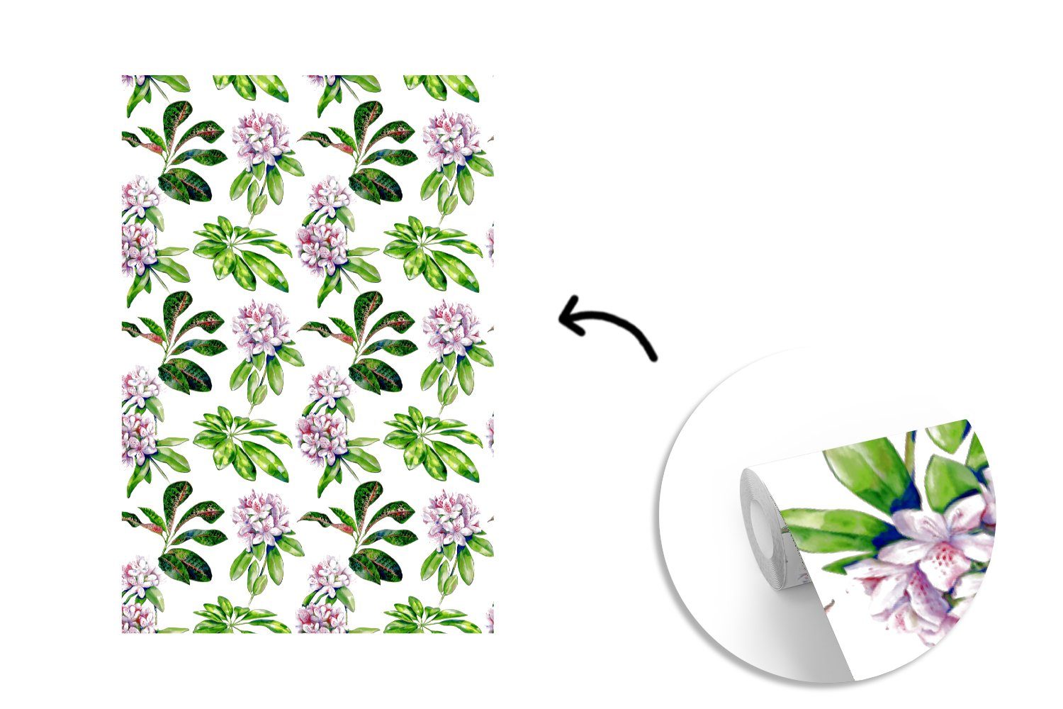 bedruckt, Muster, Wandtapete Fototapete Tapete MuchoWow - St), - für Montagefertig Blumen (3 Matt, Wohnzimmer, Hortensie Vinyl