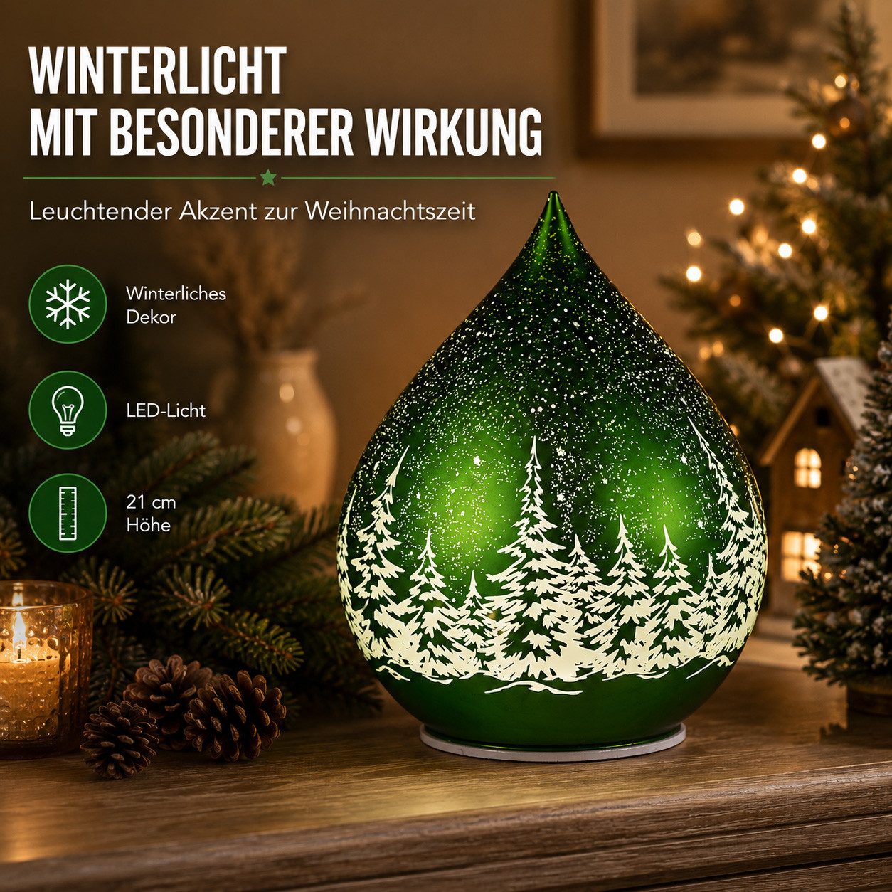 formano LED Dekolicht LED Deko-Tropfen 21 cm drehend mit Timer 6h/18h Weihnachtsdeko, LED fest integriert – Bild 2 von 5