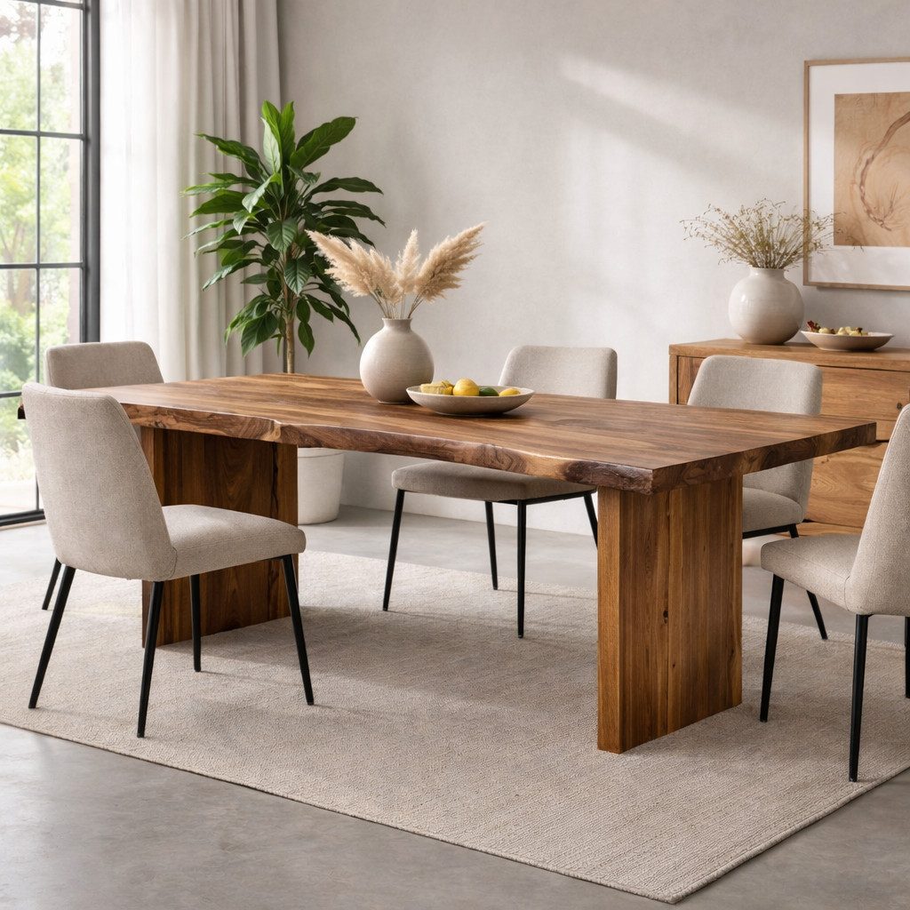 Sitheim-Europe Esstisch Esstisch Massivholz Akazie Baumkante Natur 5cm Platte