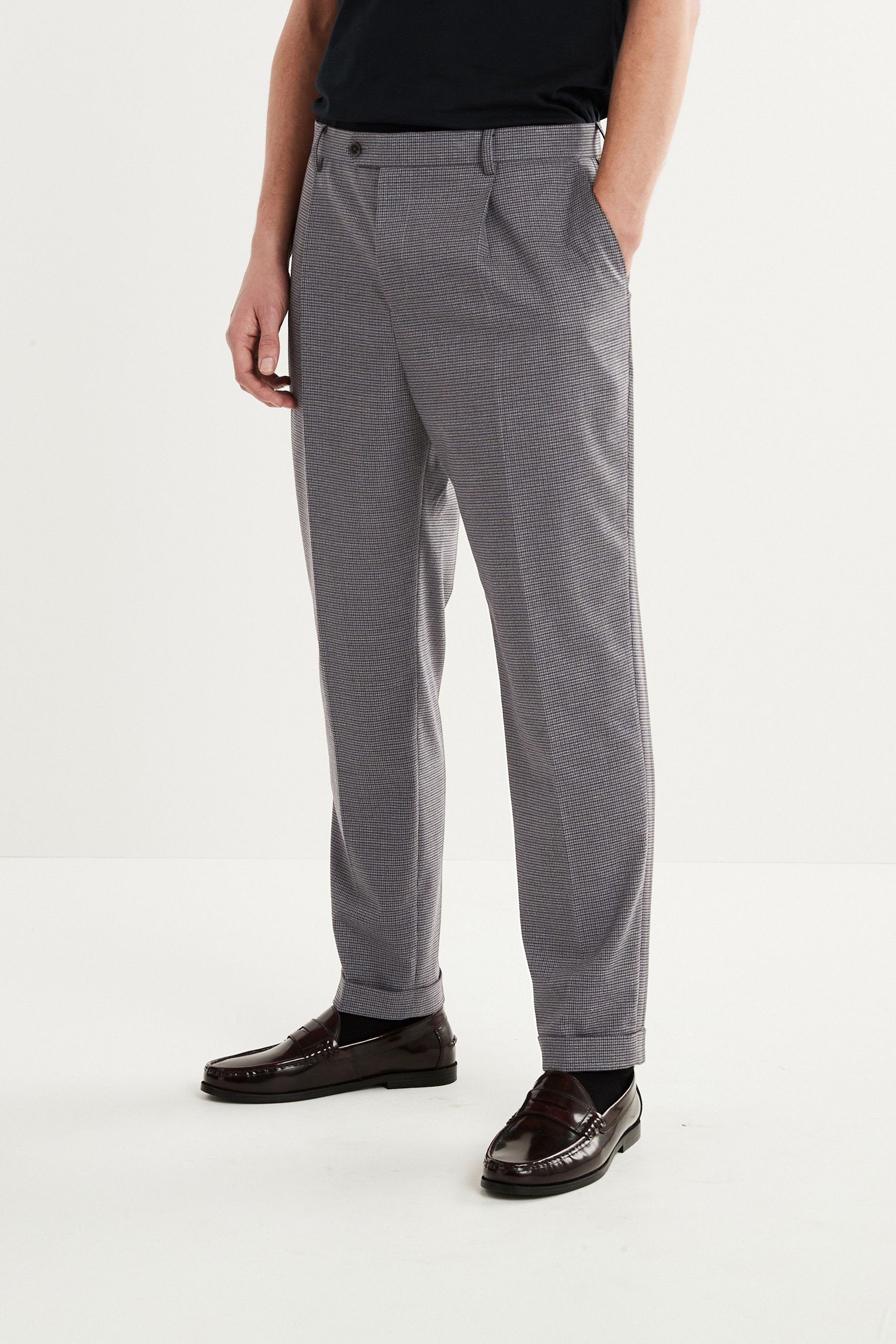 Next Anzughose Relaxed Fit Anzug mit Hahnentrittmuster: Hose (1-tlg)