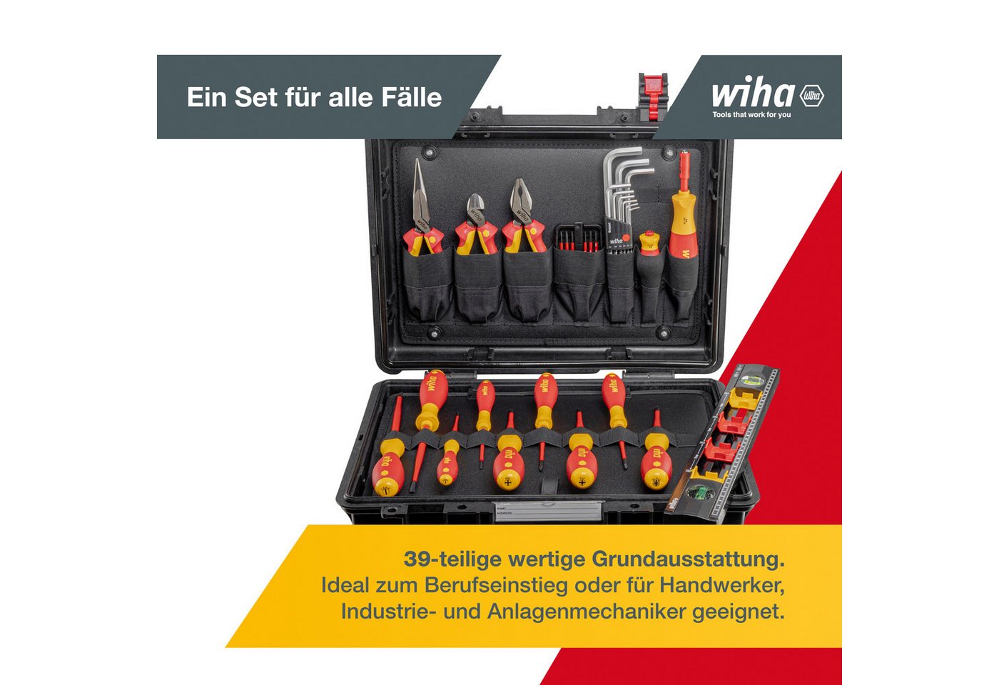 Thumbnail - Wiha Werkzeugkoffer Basic Set L (45257) - 39 tlg., VDE-zertifiziert, Grundaustattung für Elektriker, robuste Aufbewahrun...