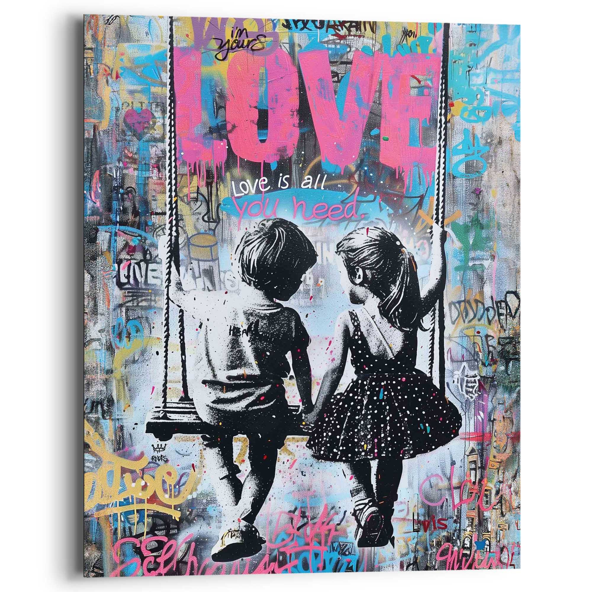 Reinders! Deco-Panel Swinging Kids, Kinderzimmer - Graffiti - Kinder - Schaukel - Mehrfarbig - MDF