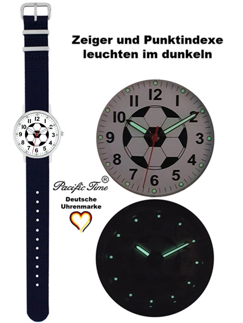 Fußball Gratis Versand Kinder Time Quarzuhr - und Wechselarmband, Armbanduhr blau Match Mix Design Pacific