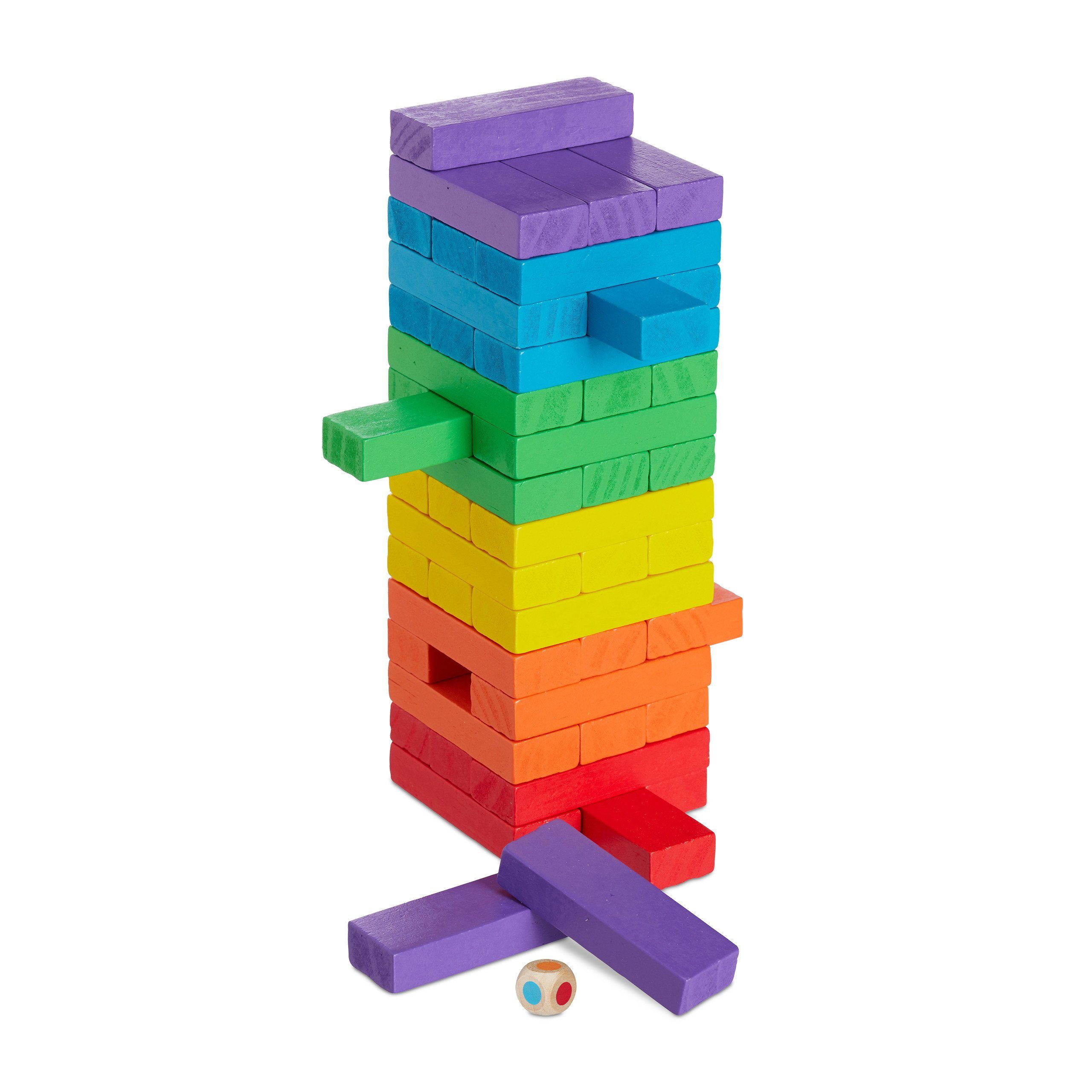 relaxdays Stapelspielzeug Holz Wackelturm bunt