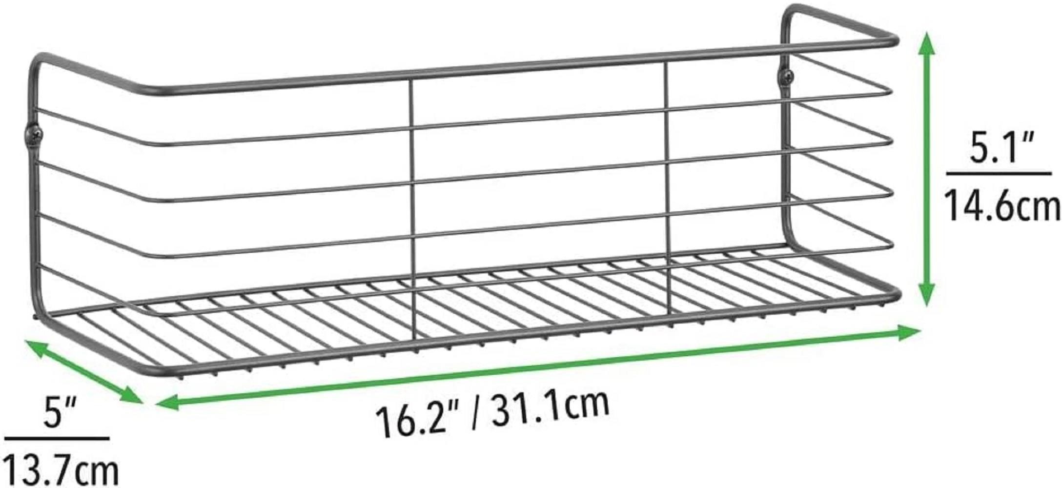 mDesign Aufbewahrungssystem mDesign Wandregal Ablage Organizer Aufbewahrung 2er-Set Metall dunke