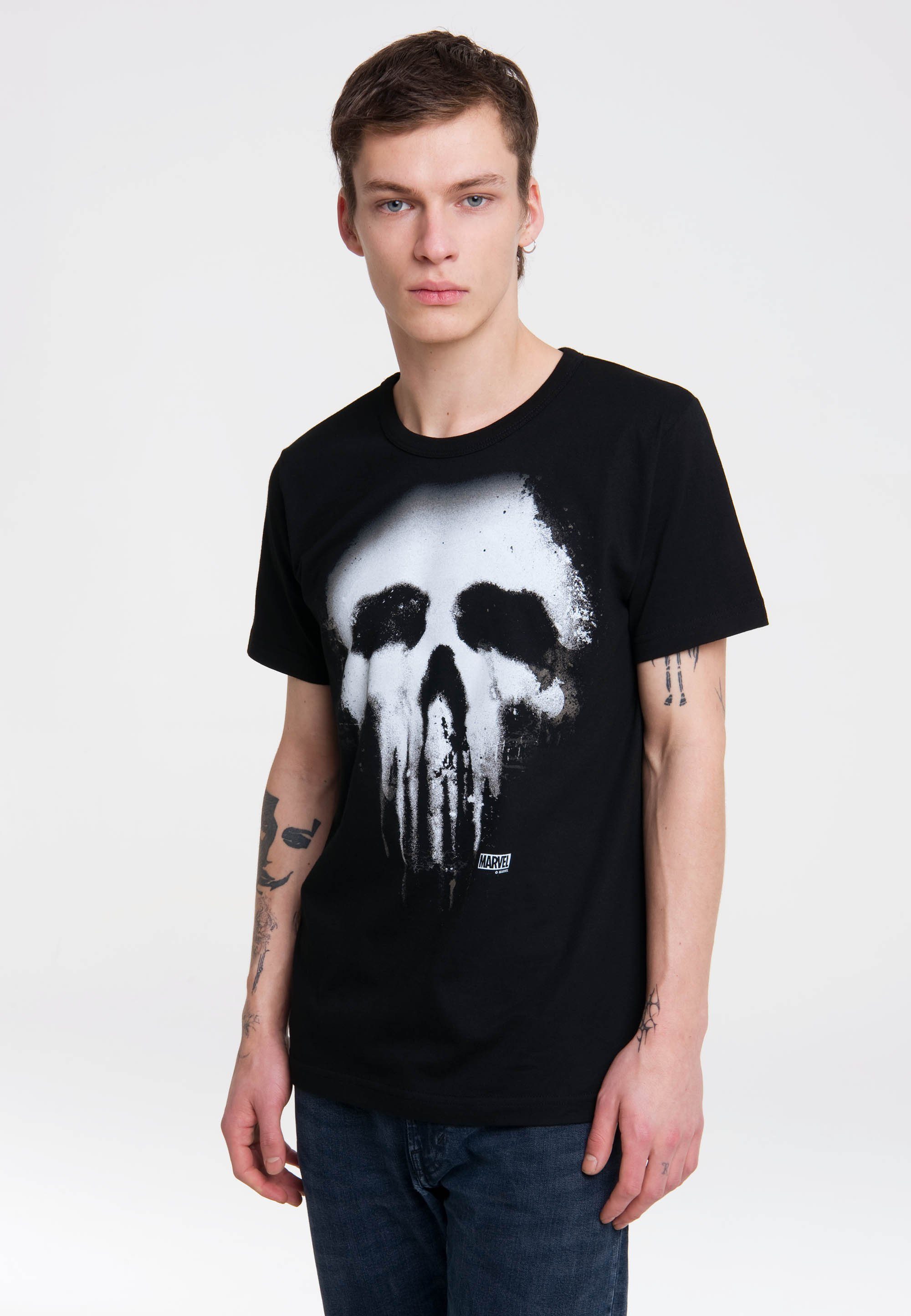 LOGOSHIRT T-Shirt Punisher Marvel mit lässigem Siebdruck