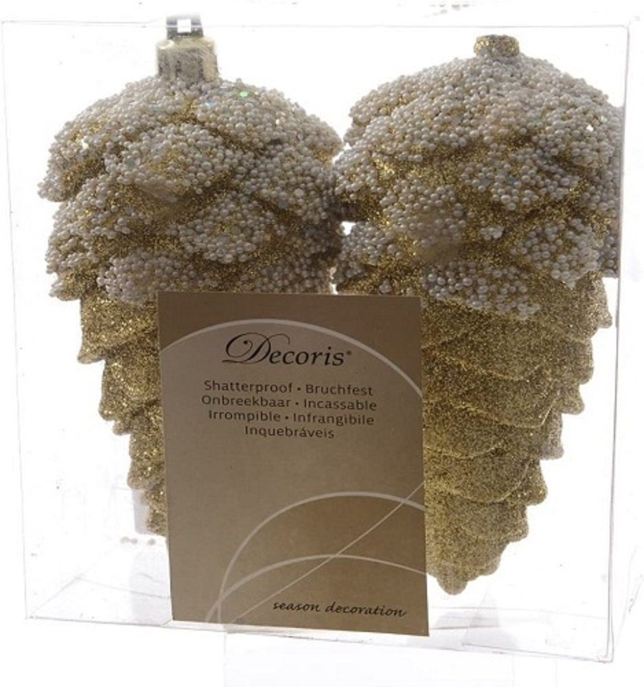 Kaemingk Christbaumschmuck Christbaumschmuck Zapfen bruchfest Länge 14 cm 2 Stück hellgold