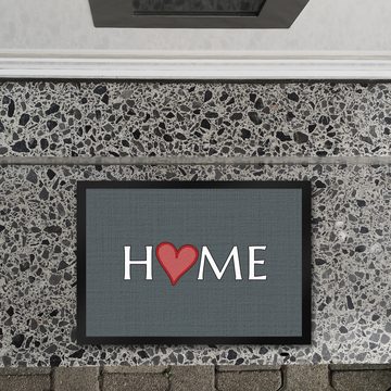 Fußmatte Fußmatte in 35x50 cm in dunkelgrau mit Spruch und Symbol Home und Herz, speecheese