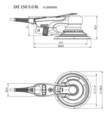 metabo Exzenterschleifer SXE 150-5.0 BL Set, max. 10000 U/min, Im MetaLoc Koffer mit Metaloc Schleifmittel-Set