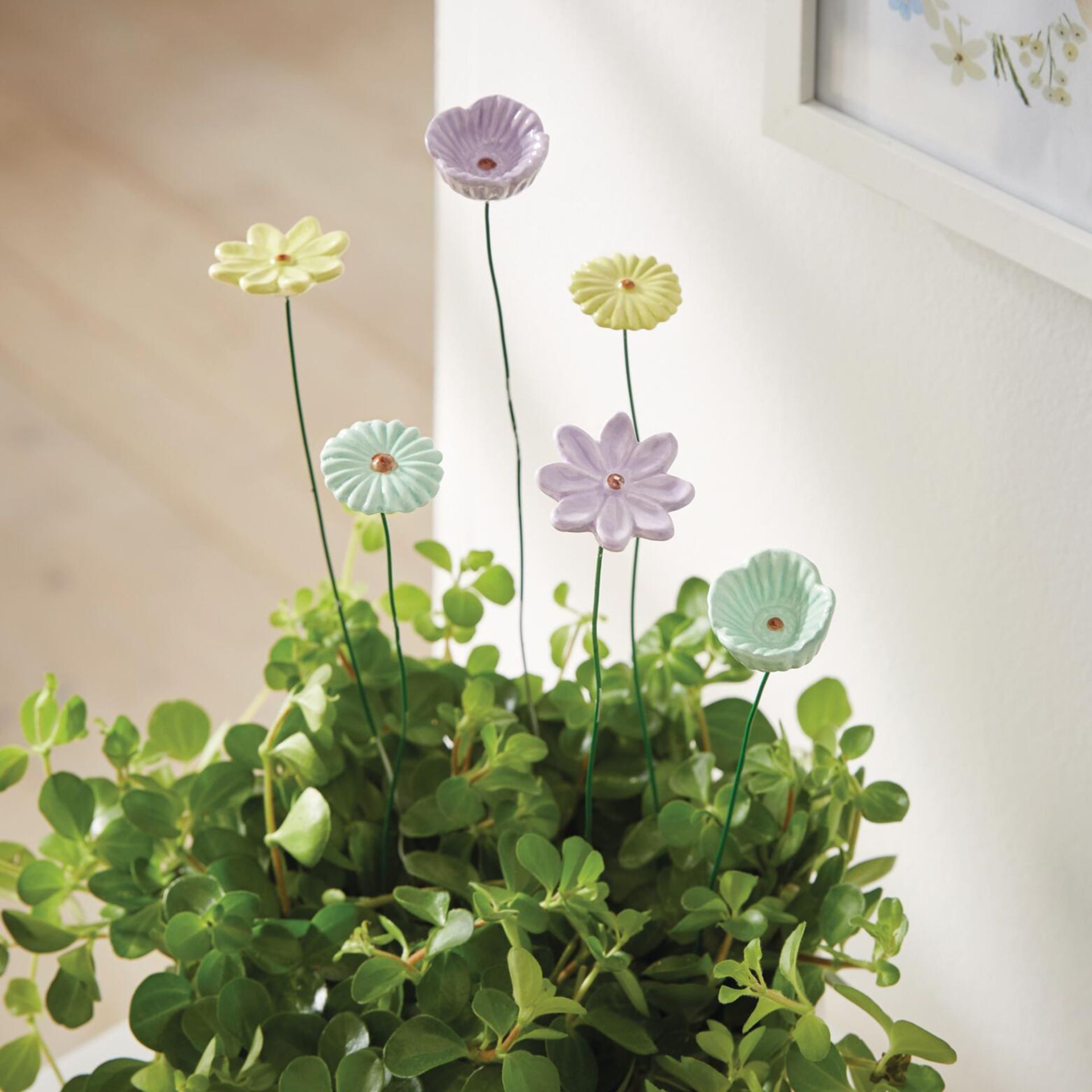 Home-trends24.de Gartenstecker Blumen Stecker Pastellblüten 6er Set Deko Bumen glänzend 30 cm (6-St) – Bild 2 von 5