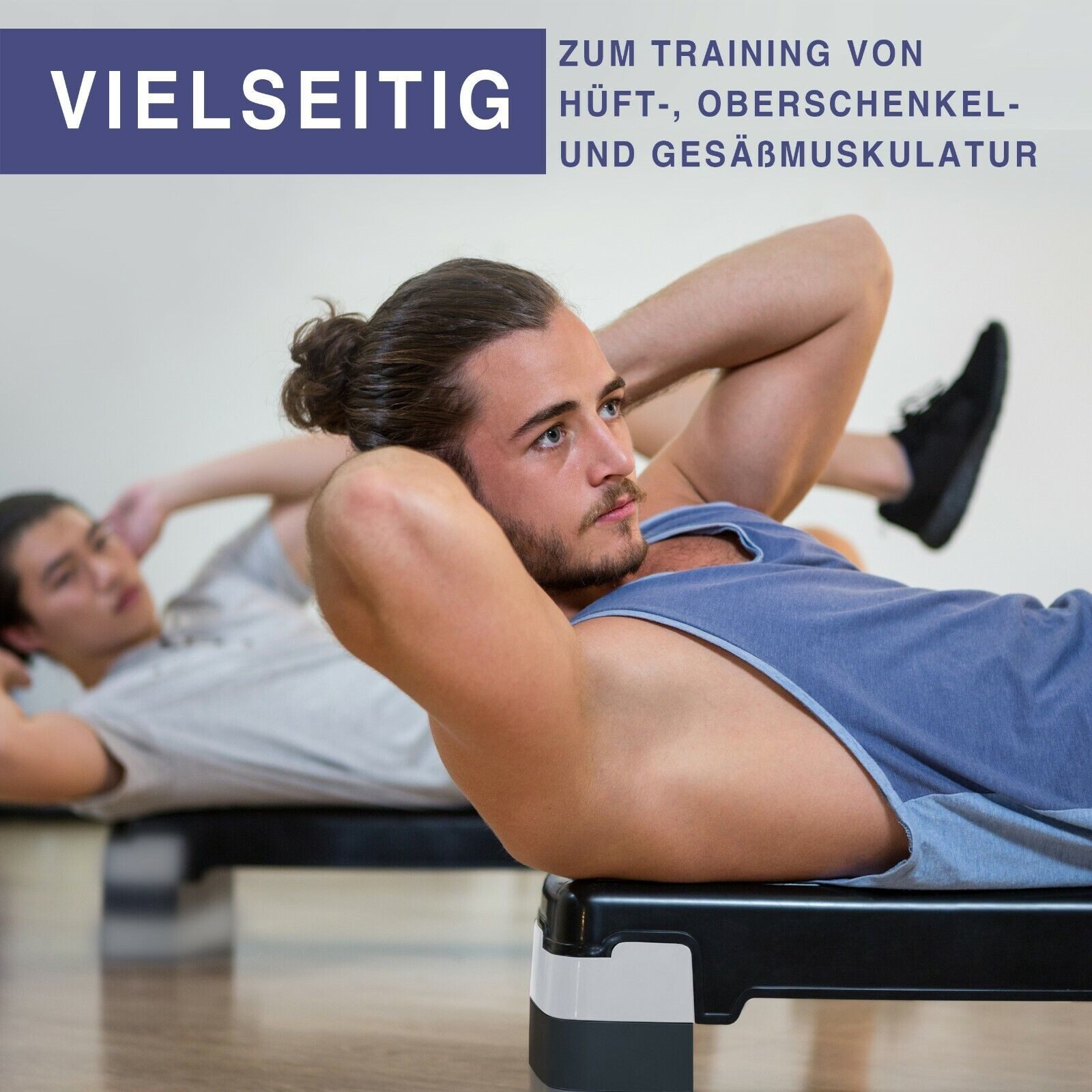 KVOTA Stepper Steppbrett 3-stufig grau – höhenverstellbar 10–15-20 cm für Fitness, Kompakt, leicht und schnell verstellbar, Trittfläche ca. 74 × 25 cm