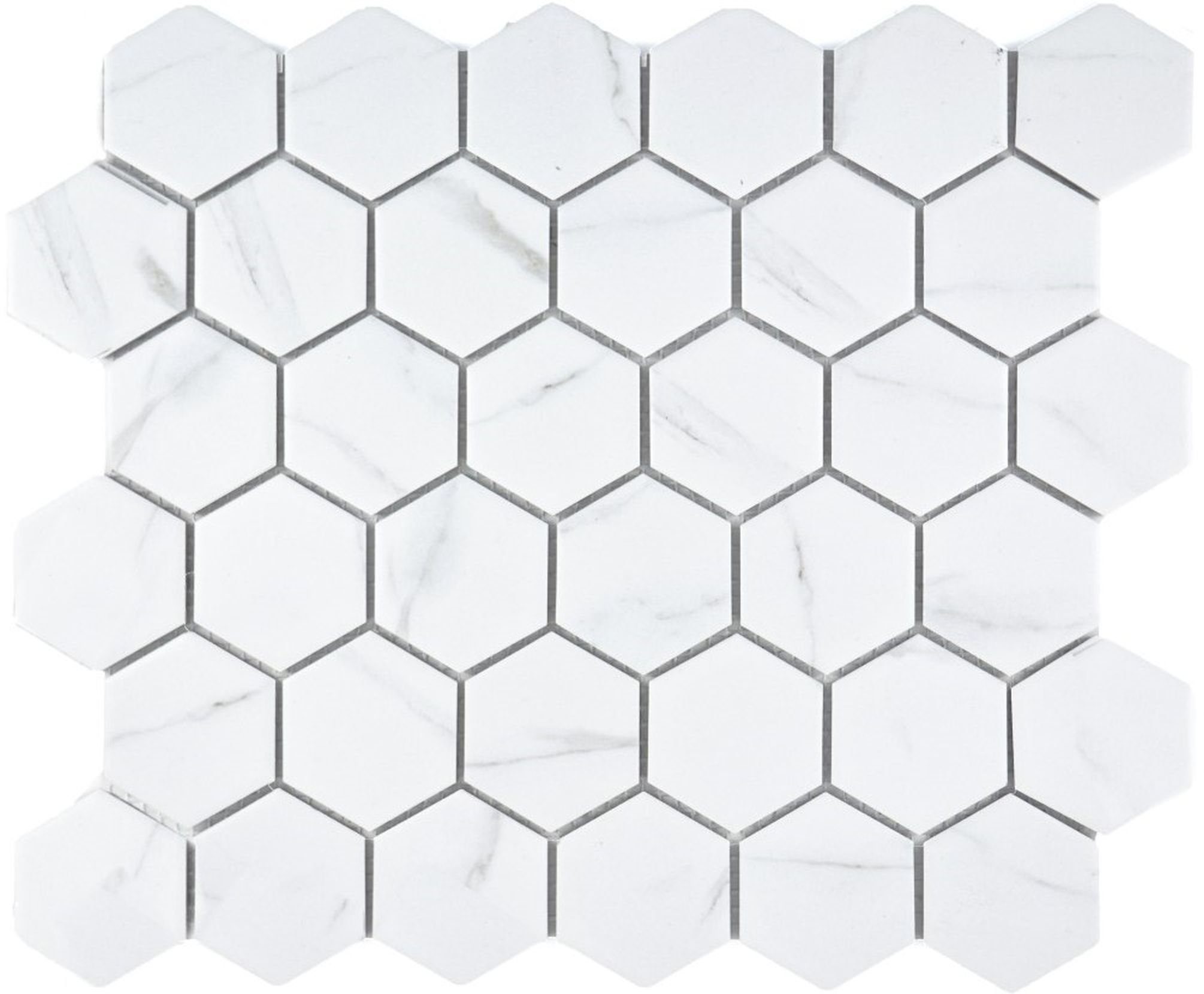 Mosani Mosaikfliesen Hexagonale Sechseck Mosaik Fliese Keramik weiß anthrazit Bad Küche