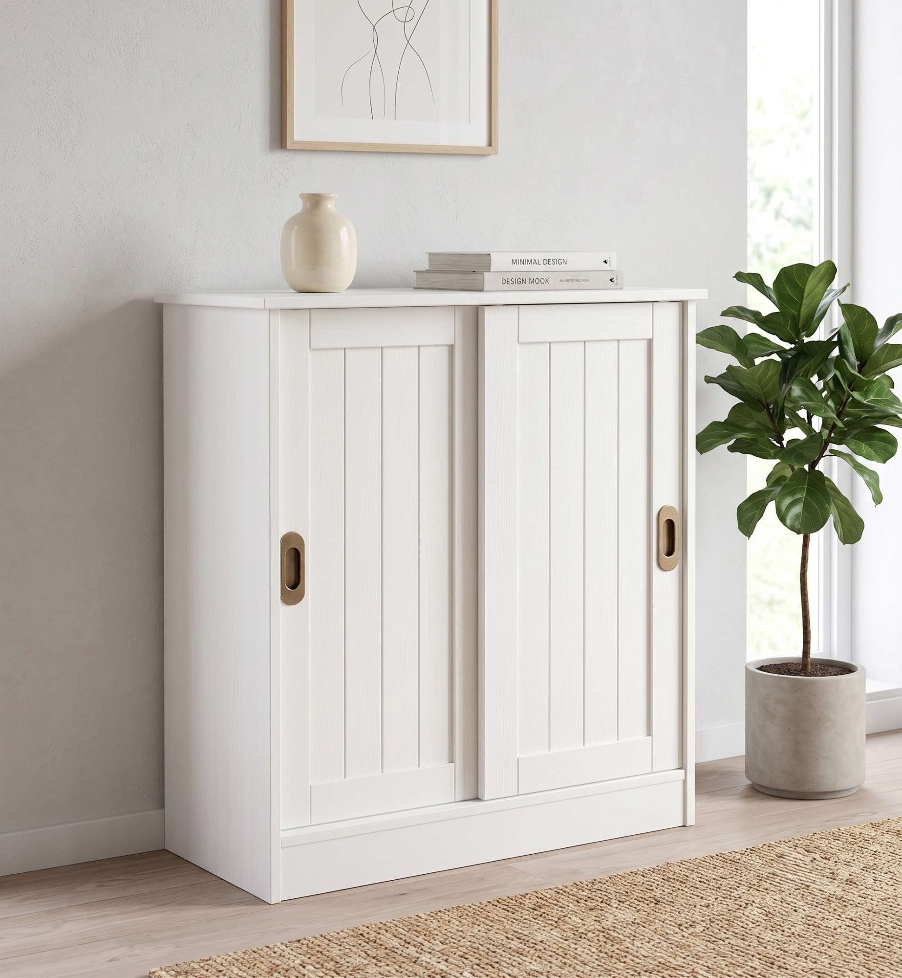 OTTO home Schuhschrank Malmö Schuhkommode mit Schiebetüren (B/T/H: 77/37/89 cm) aus massiver FSC®-zertifizierter Kiefer, Breite 77 cm