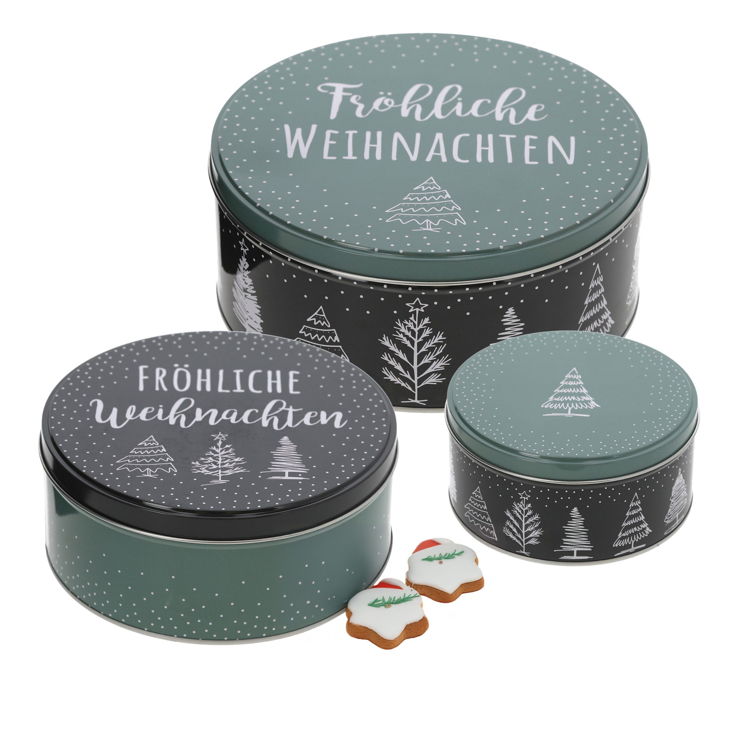 Spetebo Keksdose, Metall, (Set, 3-tlg., 3-teilig), Weihnachts Gebäckdose Keksdose aus Metall stapelbar
