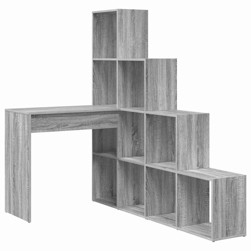 vidaXL Schreibtisch Eckschreibtisch mit Regal Grau günstig online kaufen