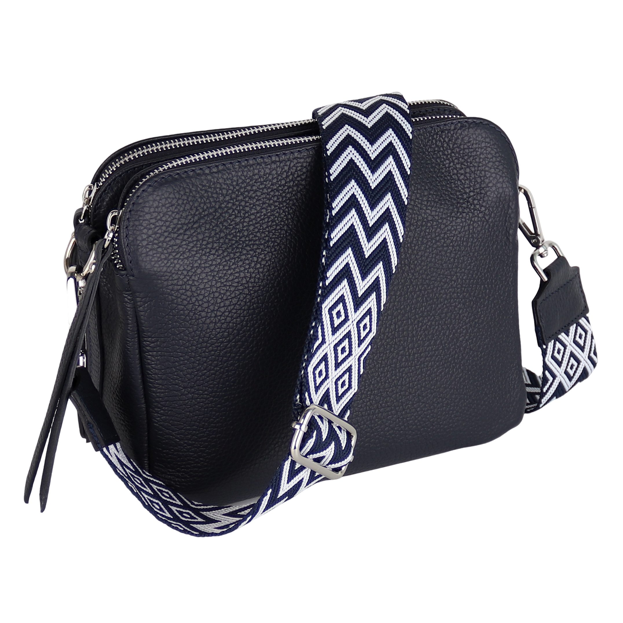 MIRROSI Schultertasche aus Echtleder, hergestellt in Italien, mit 2 Riemen (ca.24x18x9cm), Umhängetasche, Crossbody Bag, verstellbaren Schulterriemen