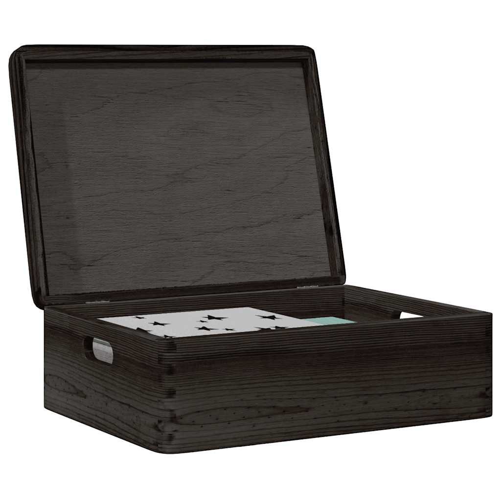 vidaXL Aufbewahrungsbox 40 x 30 x 13 cm Holzkiste mit Deckel und Griffen Schwarz 40x30x13 cm M