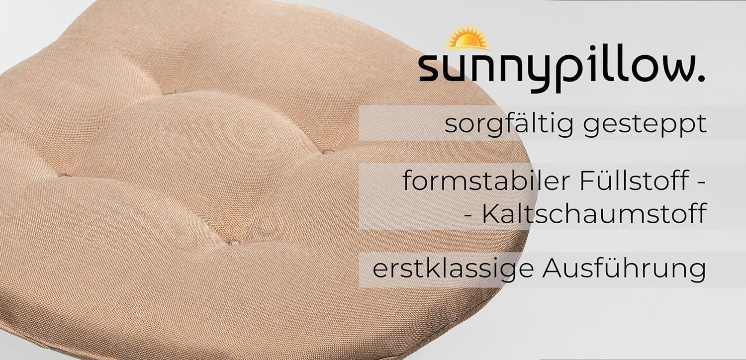 sunnypillow Stuhlkissen 4er Set Auflage 40x40 für Stühle, Bänke in Haus und Garten dick 5cm, Sitzkissen Sitzauflage Stuhlauflage Gartenkissen Esszimmerstuhl