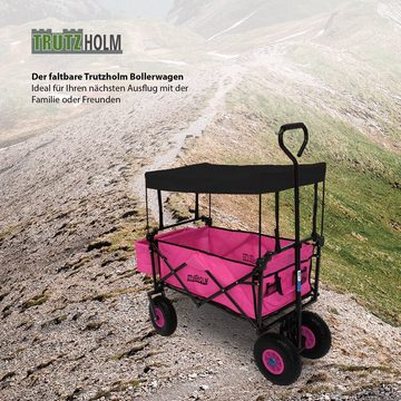 TRUTZHOLM Bollerwagen Bollerwagen faltbar mit Vollgummi-Rädern, Hecktasche und Teleskopgriff