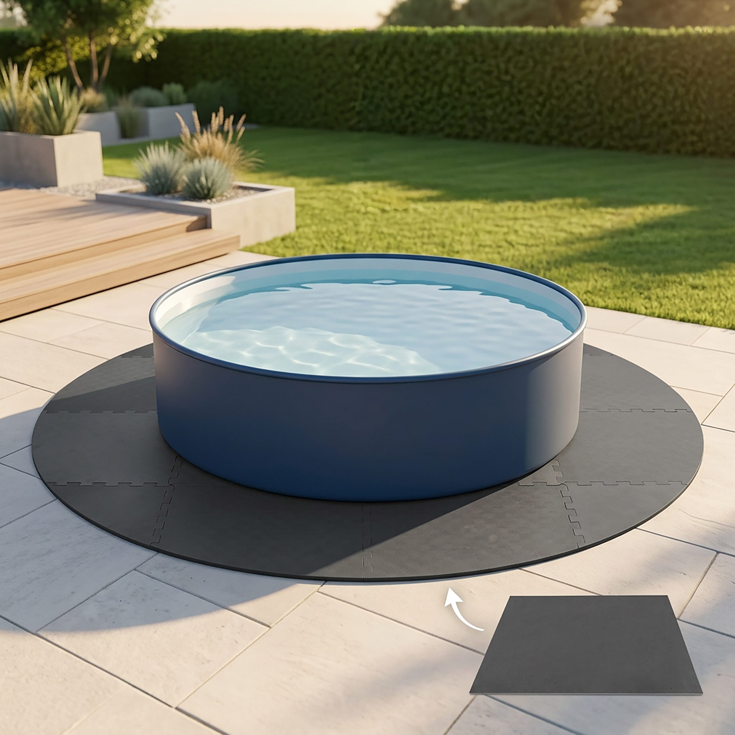 relaxdays Pool-Bodenschutzfliese Pool Unterlagen extra dick, Ø 2 m, rund