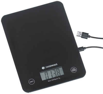 ZASSENHAUS Küchenwaage Digitale Küchenwaage BALANCE USB - Digitalwaage, wiederaufladbar, TARE-Funktion, max. 5 kg